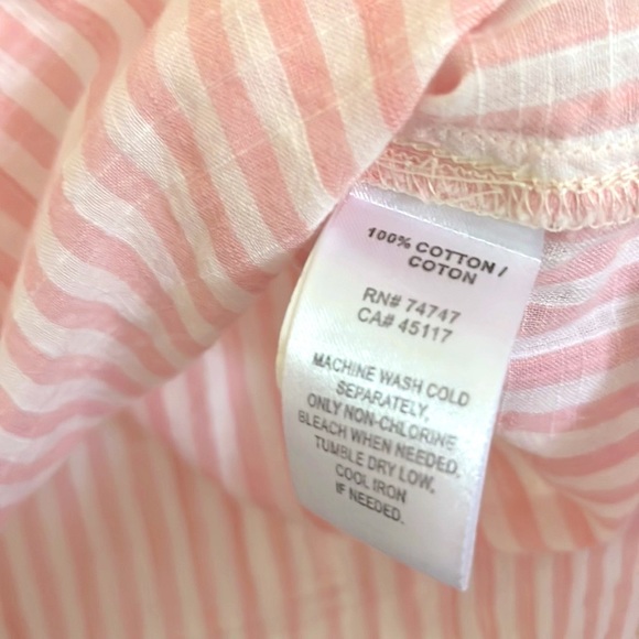 Natural Reflections Long Sleeve Button Down Pink Stripe Shirt 100% Cotton Size S - Picture 6 of 6